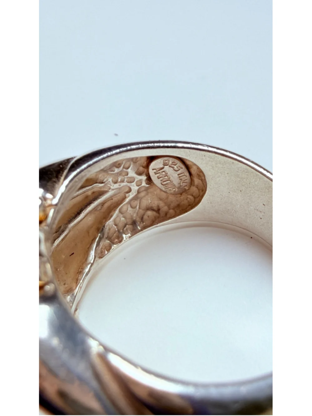 ARROWS Modernist Caviar Bead Dot Ribbed Sterling Silver Gold Vermeil Ring Italy